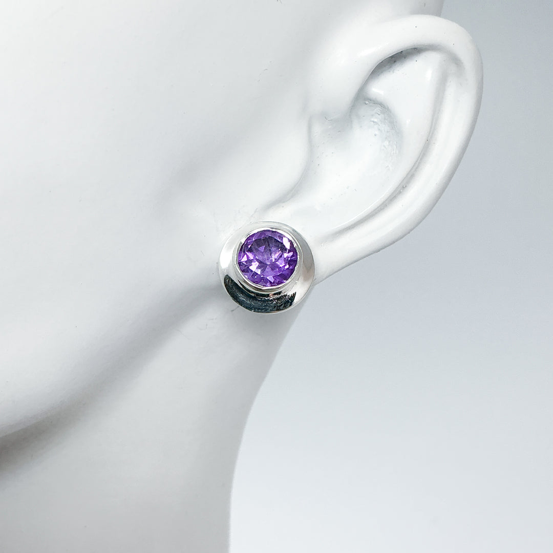 Amethyst Stud Earrings-Rocks and Gems Canada