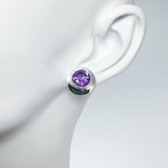 Amethyst Stud Earrings-Rocks and Gems Canada