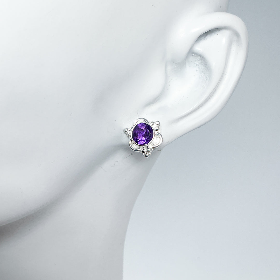 Amethyst Stud Earrings-Rocks and Gems Canada