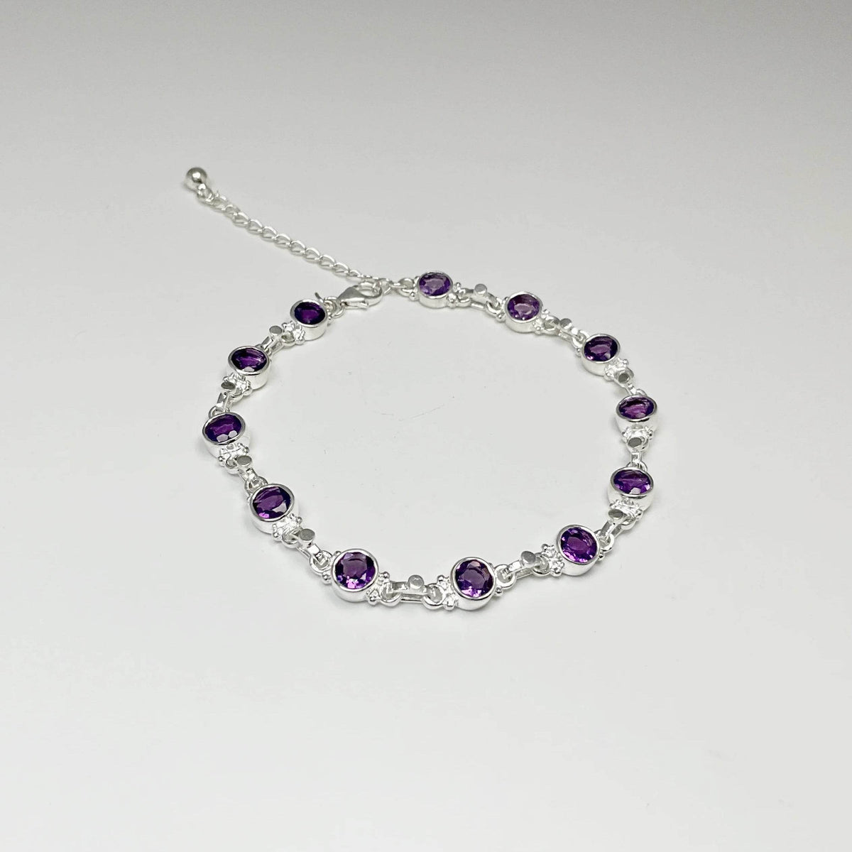 Amethyst Sterling Silver Bracelet - Rocks and Gems Canada
