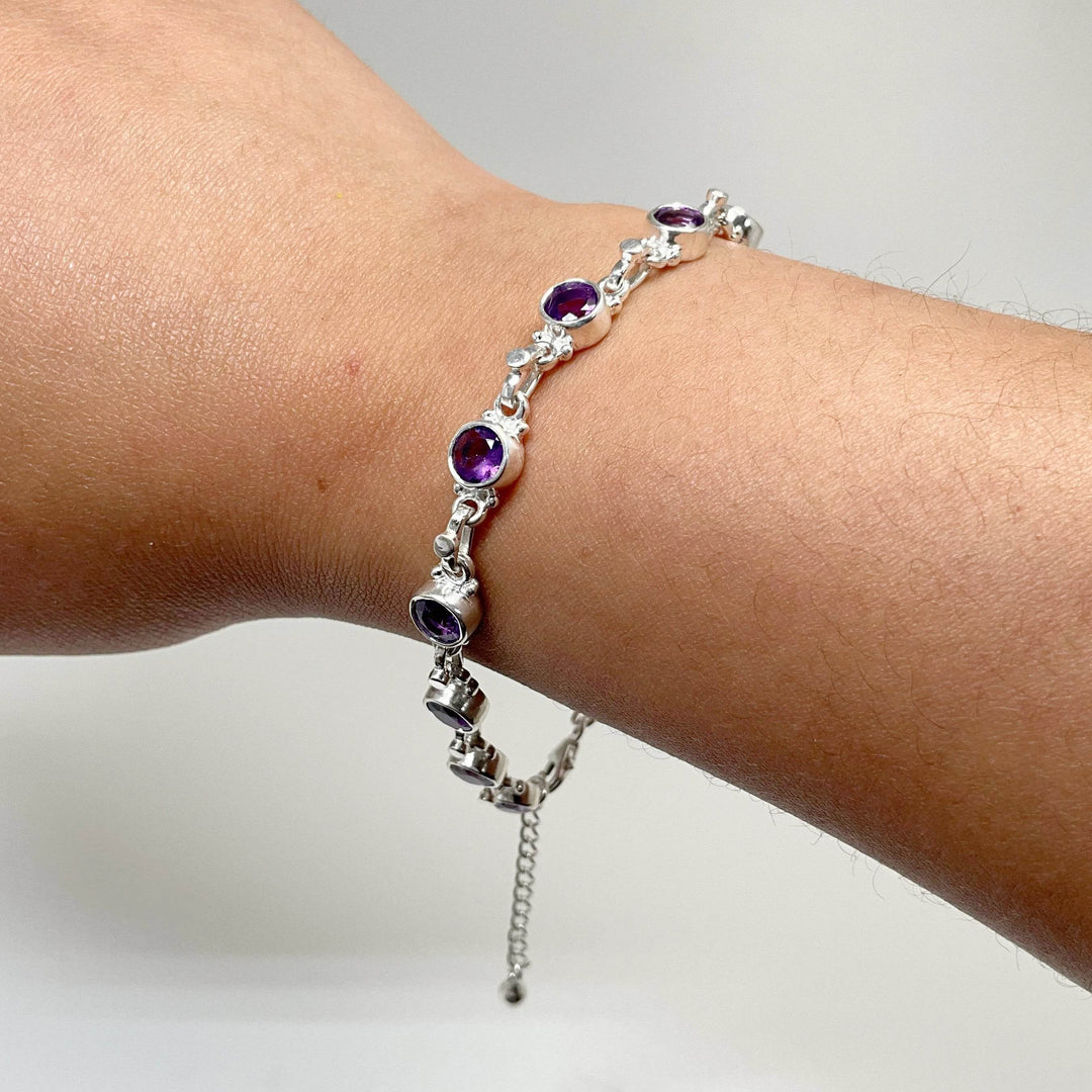 Amethyst Sterling Silver Bracelet - Rocks and Gems Canada