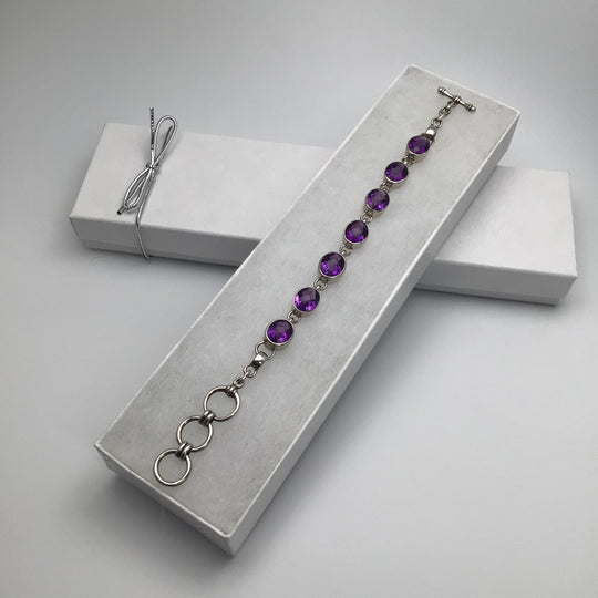 Amethyst Sterling Silver Bracelet - Rocks and Gems Canada