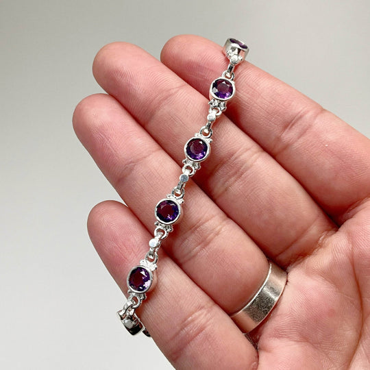 Amethyst Sterling Silver Bracelet - Rocks and Gems Canada
