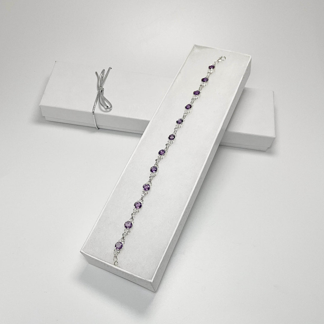 Amethyst Sterling Silver Bracelet - Rocks and Gems Canada