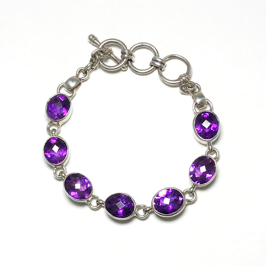 Amethyst Sterling Silver Bracelet - Rocks and Gems Canada
