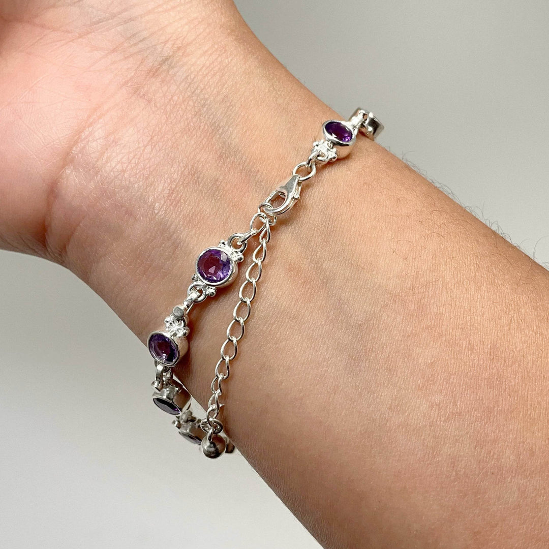 Amethyst Sterling Silver Bracelet - Rocks and Gems Canada