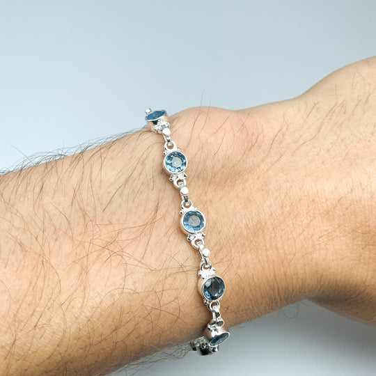 Aquamarine Sterling Silver Bracelet-Rocks and Gems Canada