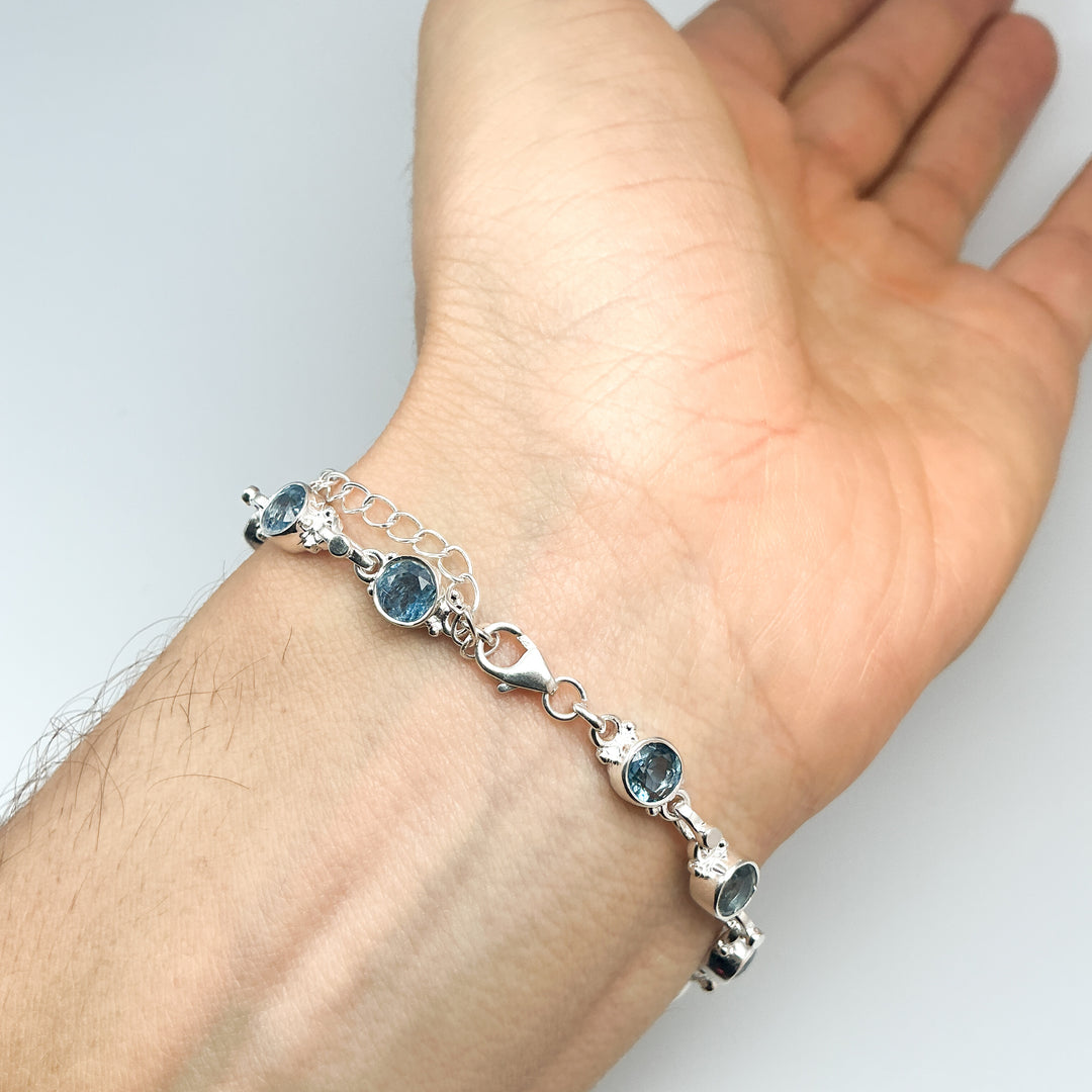 Aquamarine Sterling Silver Bracelet-Rocks and Gems Canada