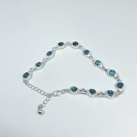 Aquamarine Sterling Silver Bracelet-Rocks and Gems Canada