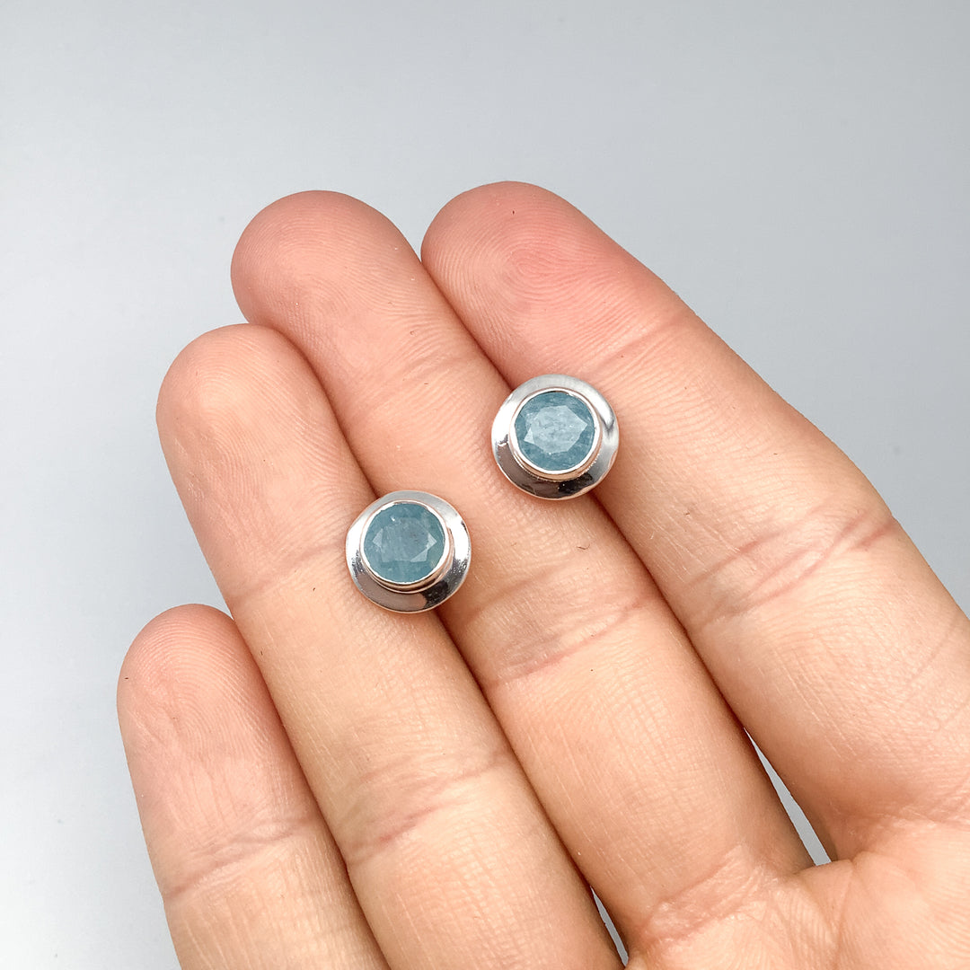 Aquamarine Stud Earrings-Rocks and Gems Canada