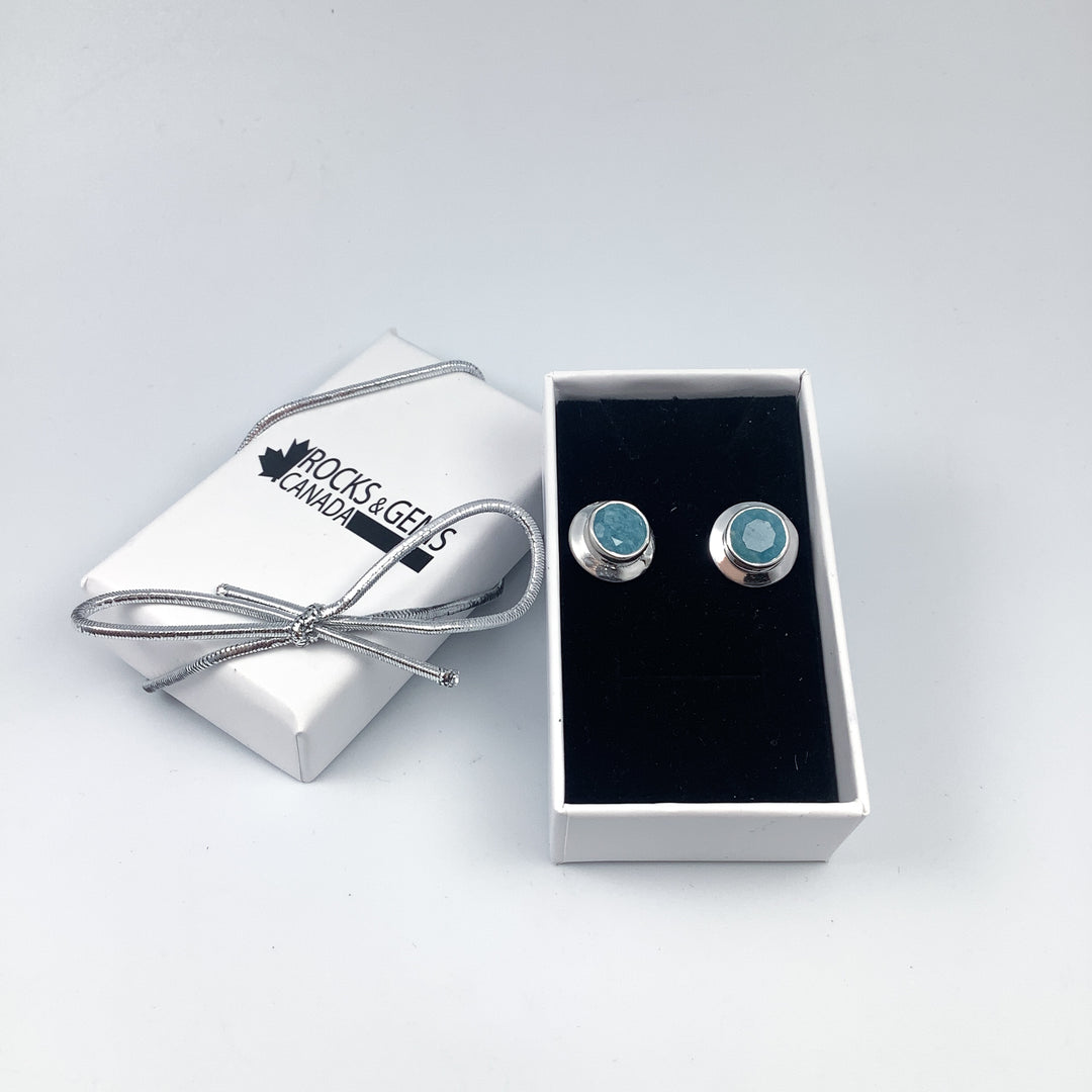 Aquamarine Stud Earrings-Rocks and Gems Canada
