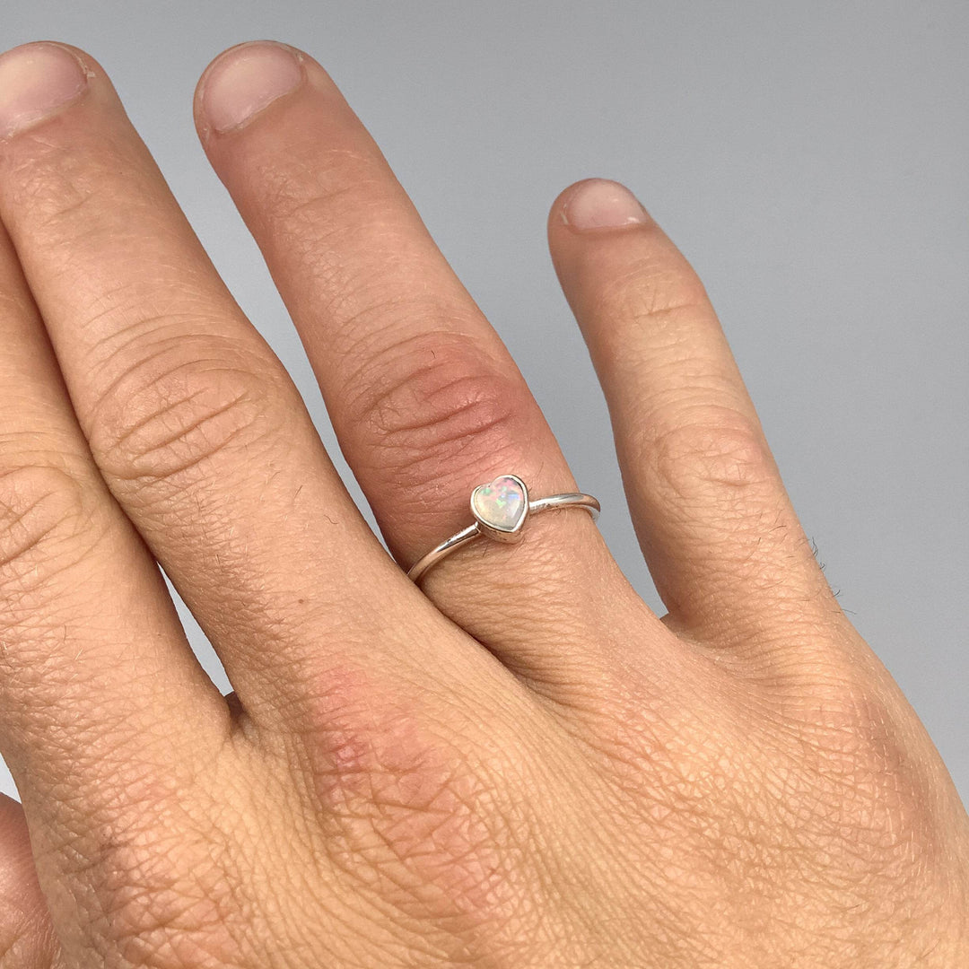 Australian Opal Heart Ring-Rocks and Gems Canada