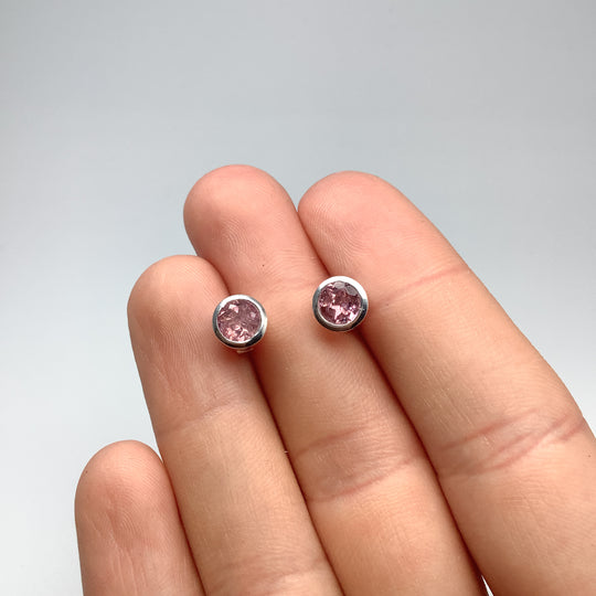 Pink Tourmaline Stud Earrings