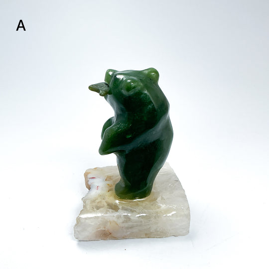 Jade Bear Carving on Base