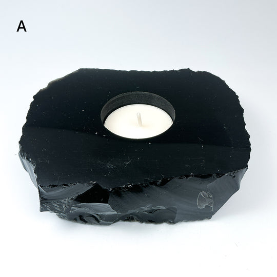 Black Obsidian Candle Holder - Rocks and Gems Canada