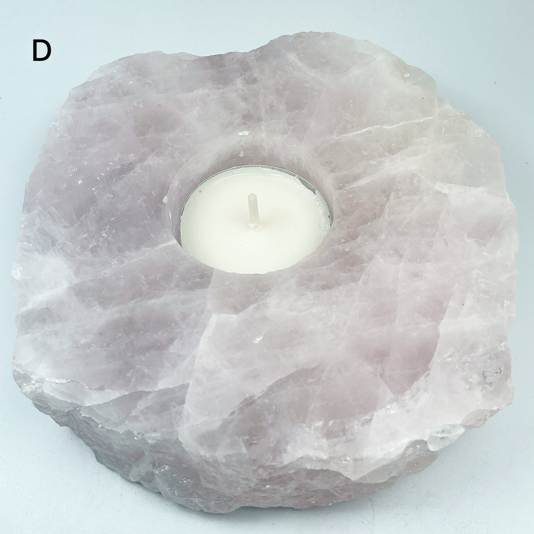 Rose Quartz Candle Holder - Rocks and Gems Canada