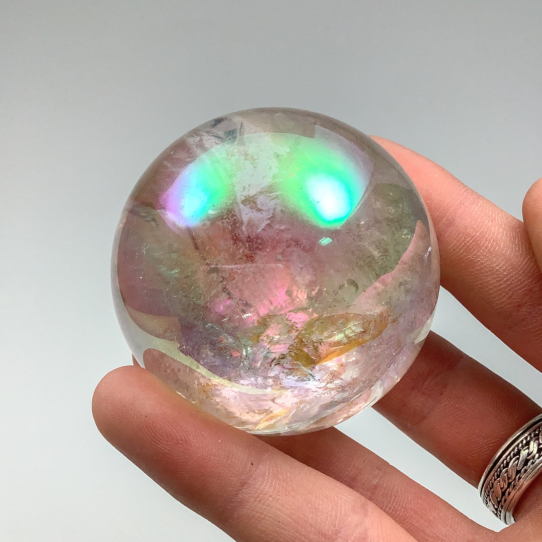 Aura Rose Quartz Sphere - Rocks and Gems Canada