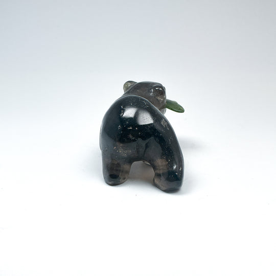 Smoky Quartz Bear with Canadian Jade Fish Carving - Rocks and Gems Canada