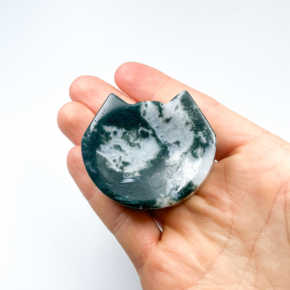 Moss Agate Cat Bowl - Rocks and Gems Canada