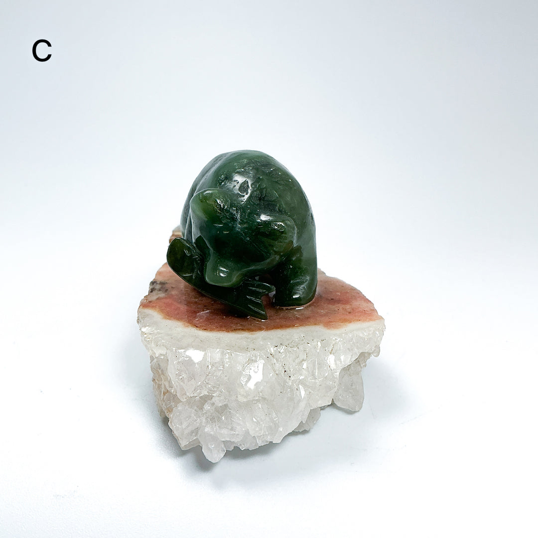 BC Jade Bear with Fish on Quartz Base - Rocks and Gems Canada