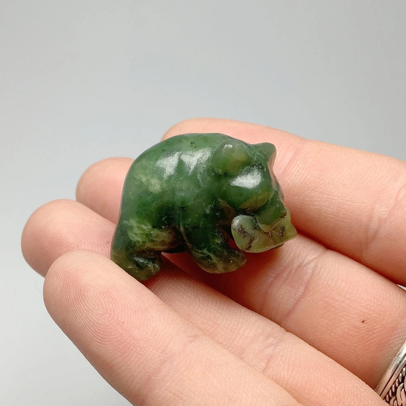 BC Jade Bear with Fish Carving