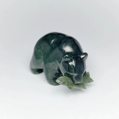 BC Jade Bear with Fish Carving