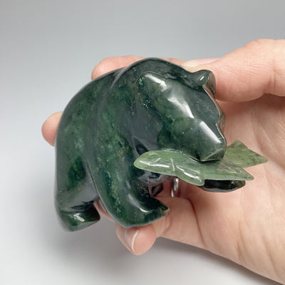 BC Jade Bear with Fish Carving