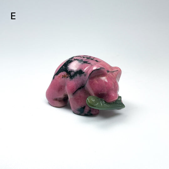 Rhodonite Bear with Canadian Jade Fish Carving - Rocks and Gems Canada