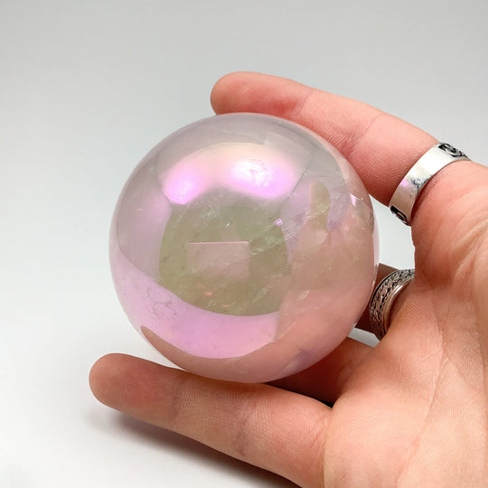 Aura Rose Quartz Sphere - Rocks and Gems Canada