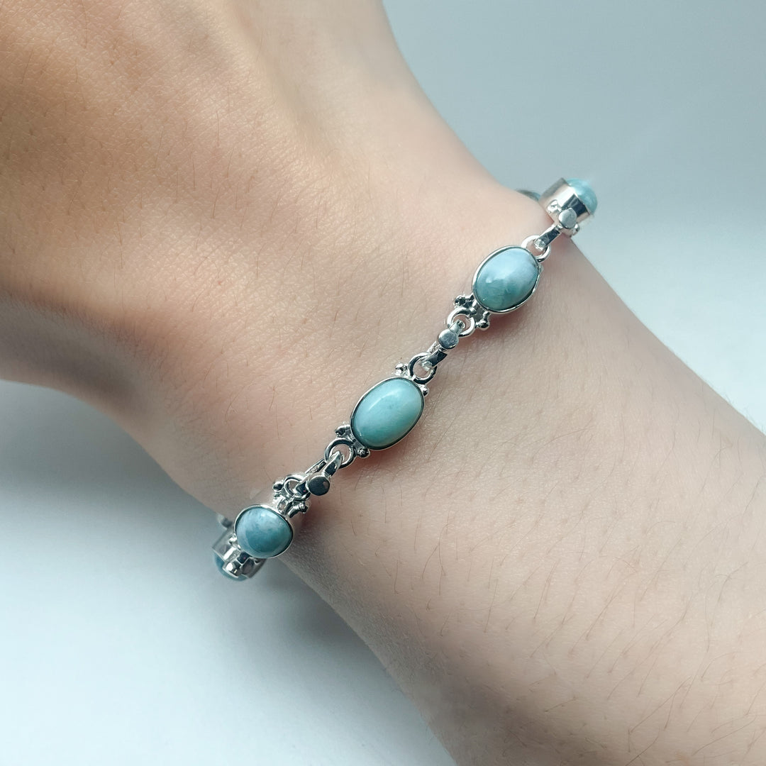 Larimar Sterling Silver Bracelet-Rocks and Gems Canada