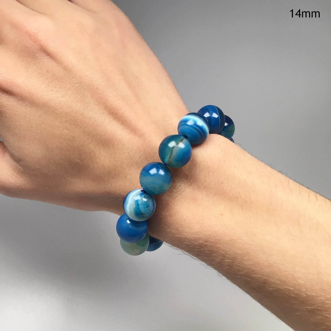 Banded Blue Agate Beaded Bracelet-Rocks and Gems Canada