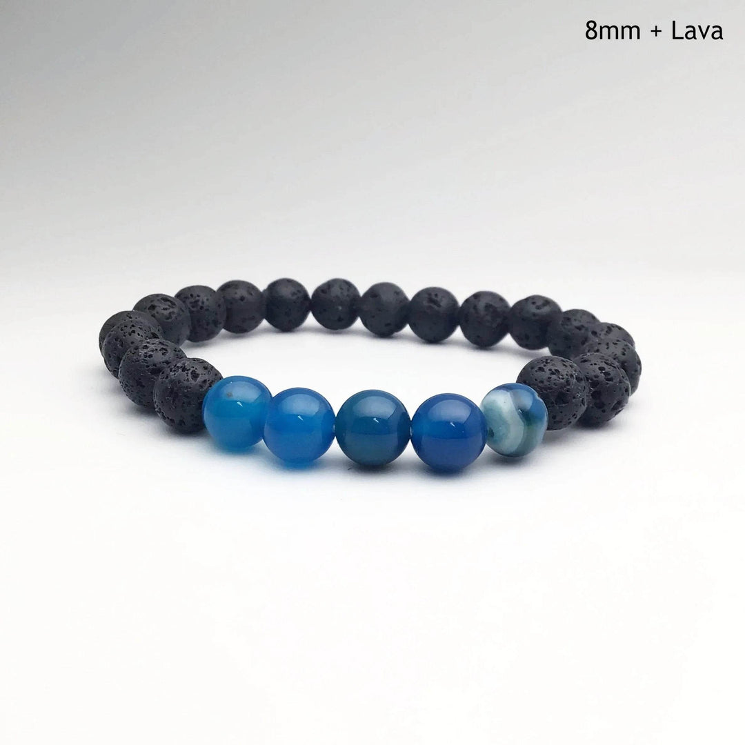 Banded Blue Agate Beaded Bracelet-Rocks and Gems Canada
