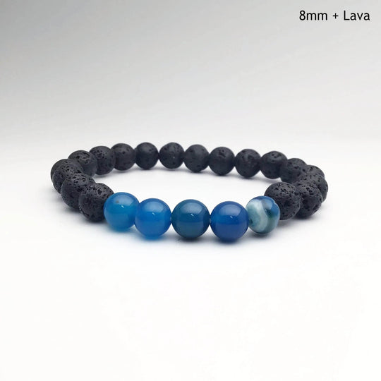 Banded Blue Agate Beaded Bracelet-Rocks and Gems Canada