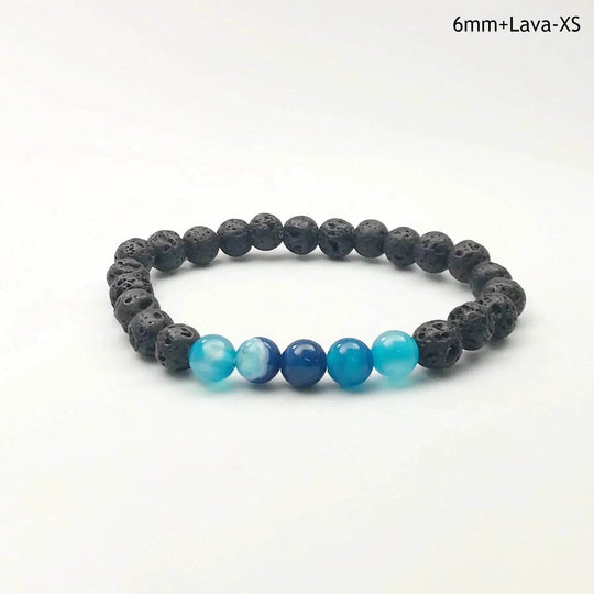 Banded Blue Agate Beaded Bracelet-Rocks and Gems Canada