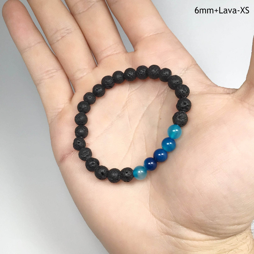 Banded Blue Agate Beaded Bracelet-Rocks and Gems Canada