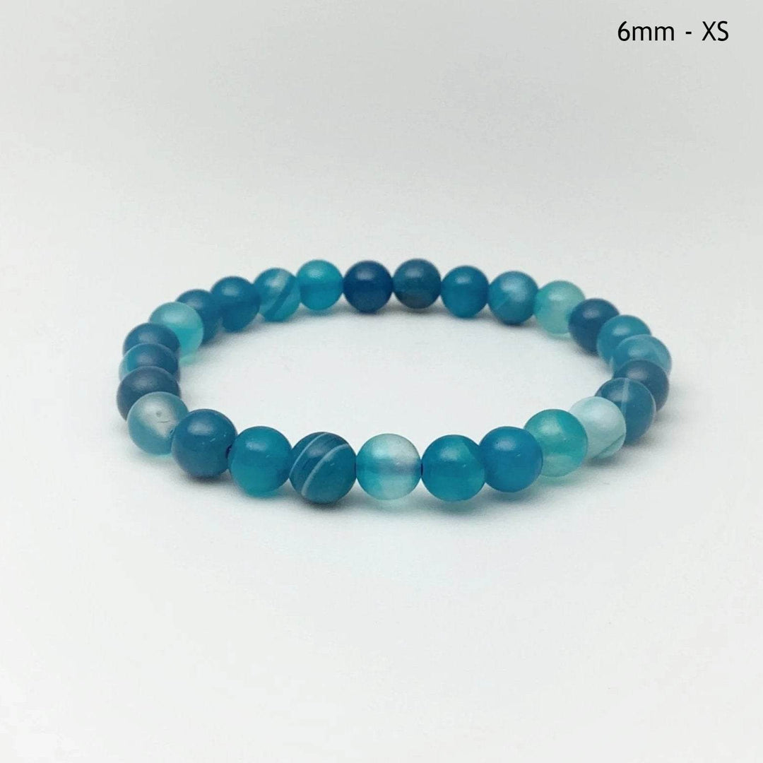 Banded Blue Agate Beaded Bracelet-Rocks and Gems Canada