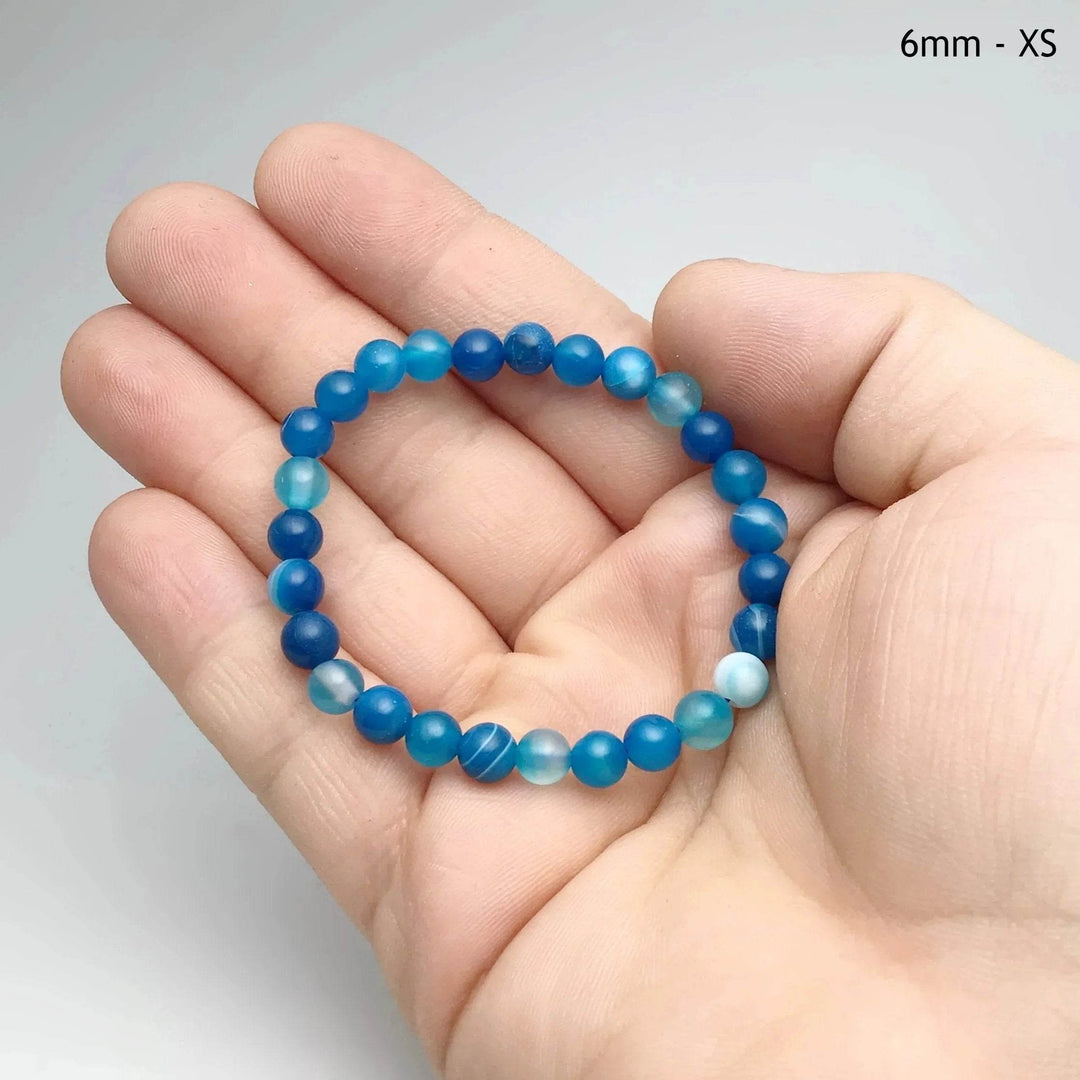 Banded Blue Agate Beaded Bracelet-Rocks and Gems Canada