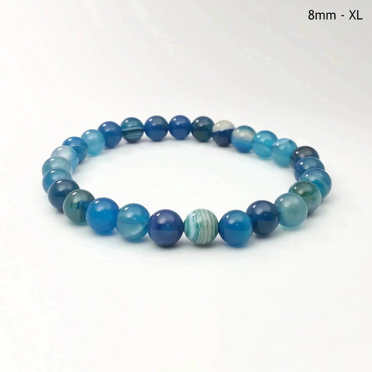 Banded Blue Agate Beaded Bracelet-Rocks and Gems Canada
