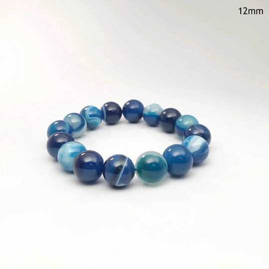 Banded Blue Agate Beaded Bracelet-Rocks and Gems Canada