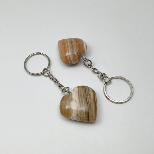 Banded Calcite Heart Keychain-Rocks and Gems Canada