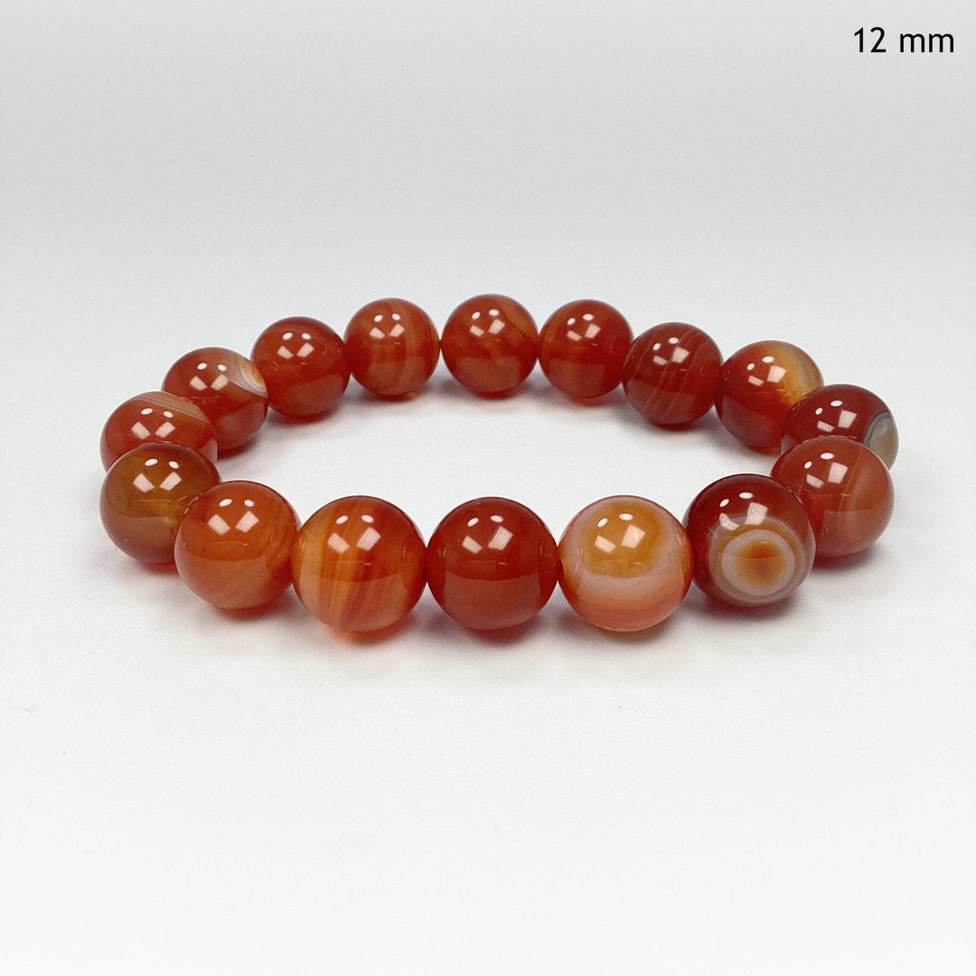 Banded Carnelian Agate Beaded Bracelet-Rocks and Gems Canada