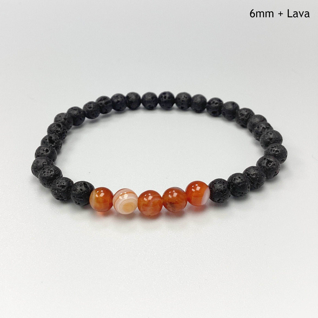 Banded Carnelian Agate Beaded Bracelet-Rocks and Gems Canada