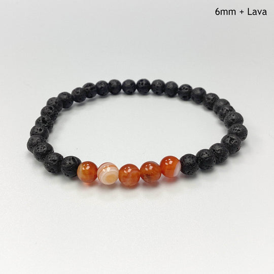 Banded Carnelian Agate Beaded Bracelet-Rocks and Gems Canada
