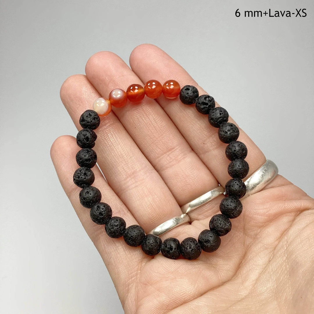 Banded Carnelian Agate Beaded Bracelet-Rocks and Gems Canada