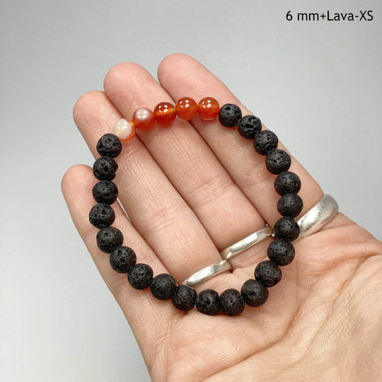 Banded Carnelian Agate Beaded Bracelet-Rocks and Gems Canada