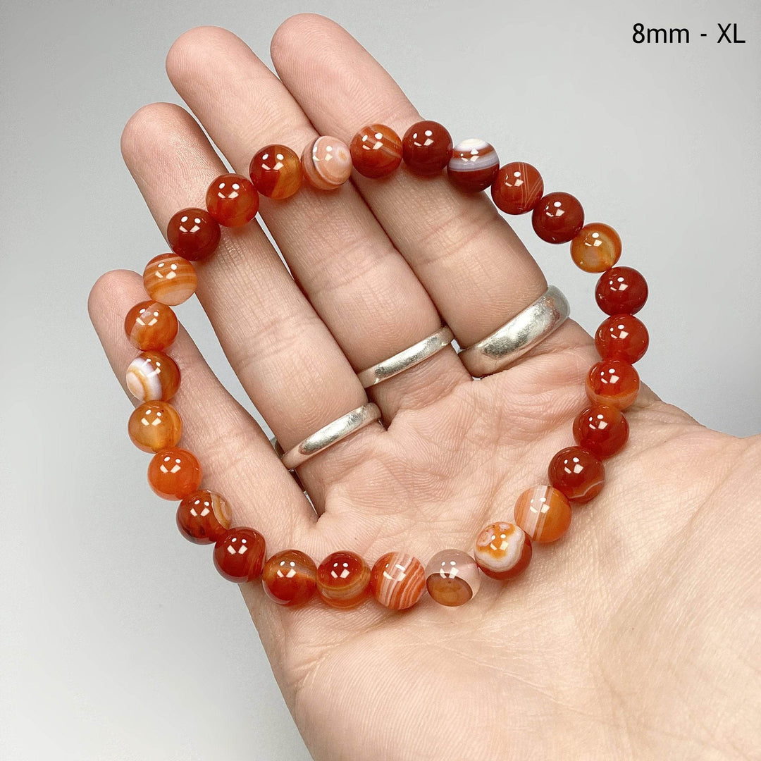 Banded Carnelian Agate Beaded Bracelet-Rocks and Gems Canada