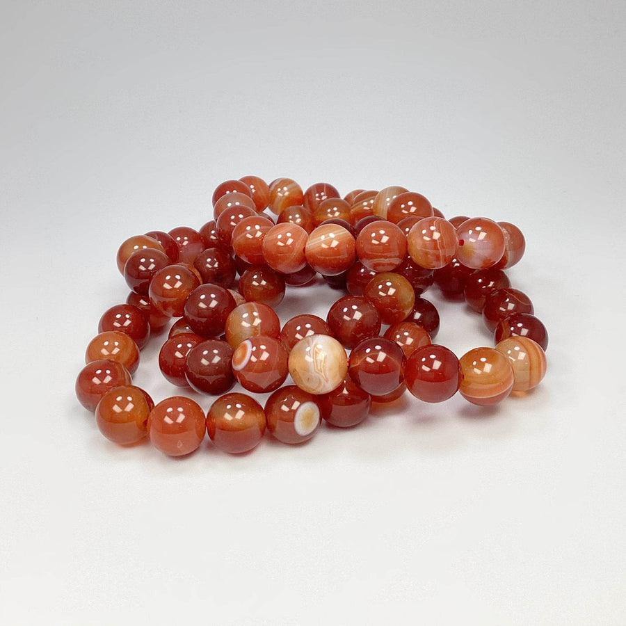 Banded Carnelian Agate Beaded Bracelet-Rocks and Gems Canada