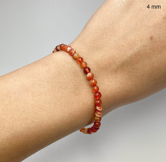 Banded Carnelian Agate Beaded Bracelet-Rocks and Gems Canada