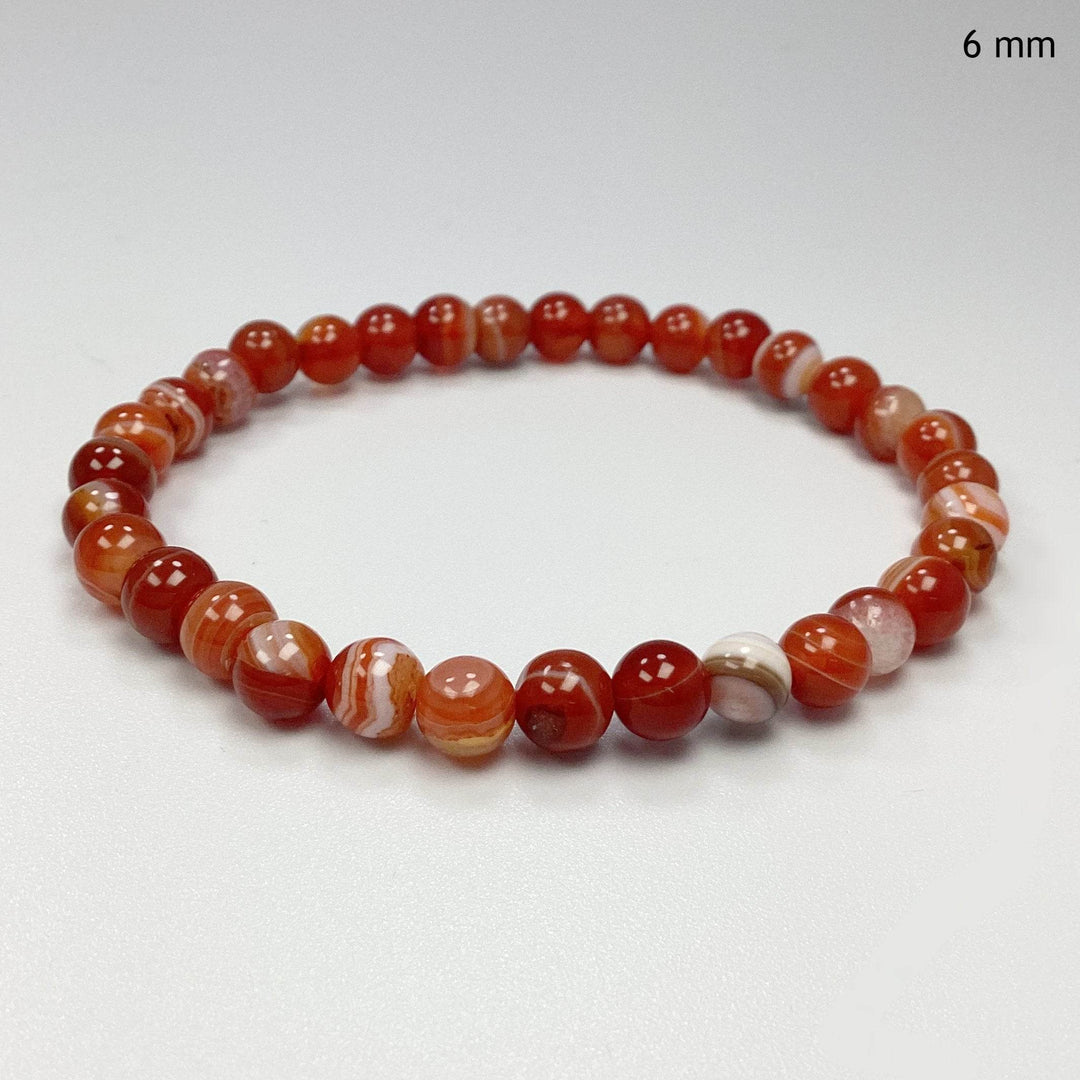 Banded Carnelian Agate Beaded Bracelet-Rocks and Gems Canada