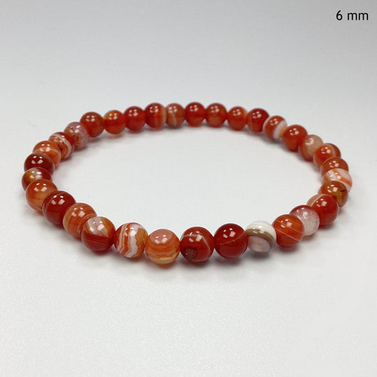 Banded Carnelian Agate Beaded Bracelet-Rocks and Gems Canada
